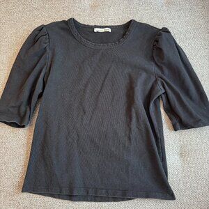Reformation Jeans Black Puffs Half Sleeve Top Size Large